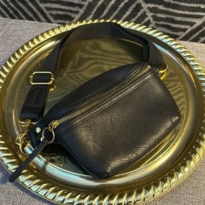 Black/Gold Leather-like Bum Bag